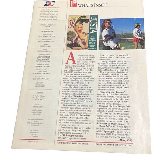 Tennis USTA April 1994 Health & Fitness Magazine insert Vintage Ephemera Sports - Picture 6 of 7